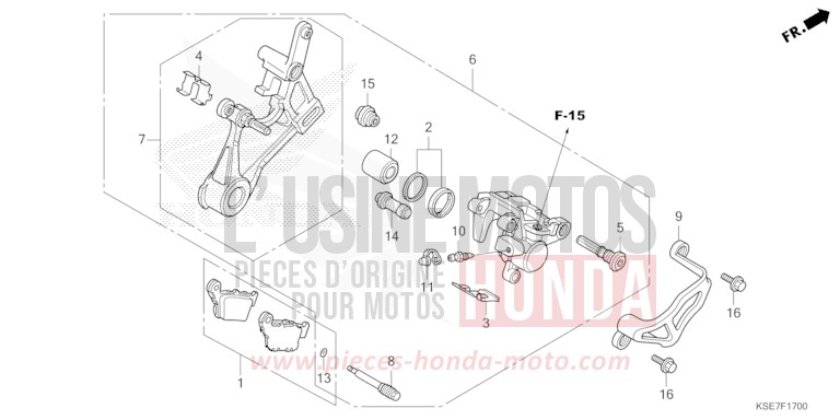 REAR BRAKE CALIPER for CRF150R "Big wheels" EXTREME RED (R292) from 2025